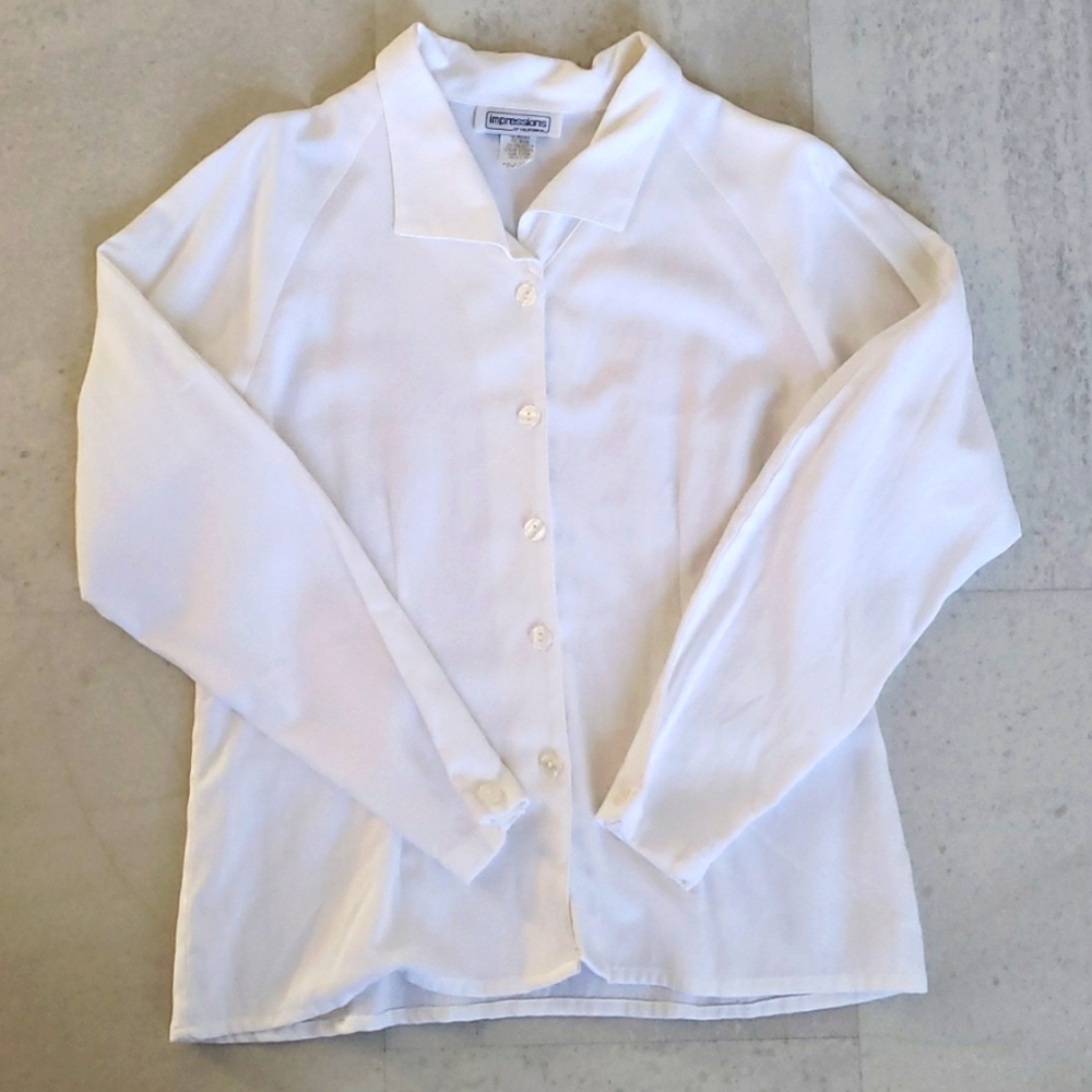 Impressions of California white button down dress shirt